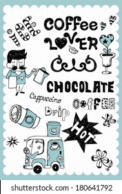 Hand drawn coffee set C