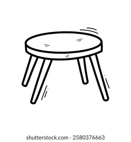 Hand Drawn Coffee Table Illustration. Doodle Vector. Isolated on White Background - EPS 10 Vector