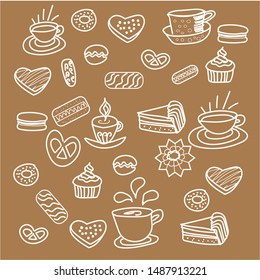 Hand Drawn Coffee and Tea time Vector