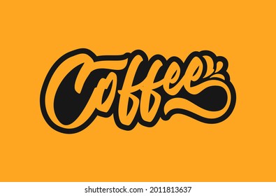 Hand Drawn Coffee Text, Typography Lettering Calligraphy logo design template vector illustration