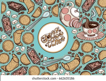 Hand drawn Coffee time illustration.