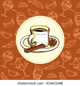 Hand drawn coffee. Hand drawn vector illustration.