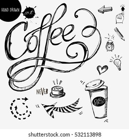 Hand Drawn Coffee vector Illustrations & elements.