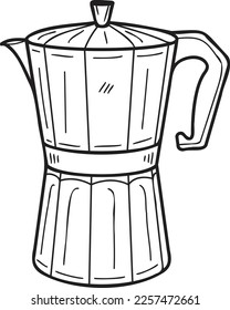 Hand Drawn Coffeemaker Moka pot illustration in doodle style isolated on background