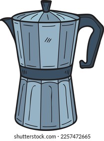 Hand Drawn Coffeemaker Moka pot illustration in doodle style isolated on background