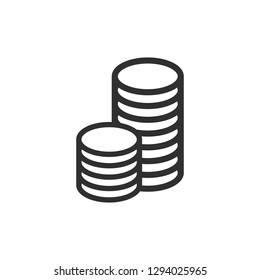 Hand drawn coins icon isolated on white. Business concept. Vector illustration.