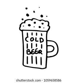 Hand drawn cold beer