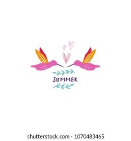 Hand drawn colibri art. Decor elements, print for cards, t-shirts, other clothes and more. Clipart, isolated vector objects.