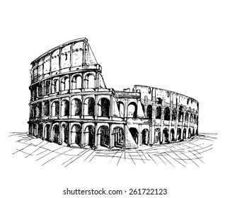 hand drawn coliseum of Rome