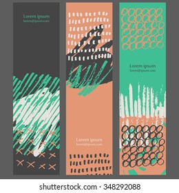 Hand drawn collection of 3 invitation cards.