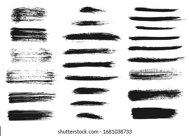 Hand drawn collection of abstract ink lines and brush strokes. Grunge set of graphic illustrations for banner template. Vector elements isolated on white background.