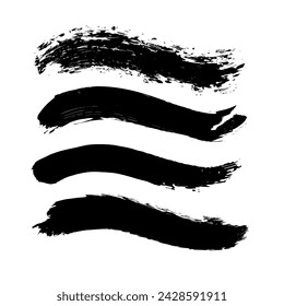 Hand drawn collection of abstract ink lines and brush strokes. Grunge set of graphic illustrations for banner template. Vector elements isolated on white background.