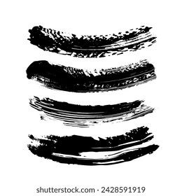Colección dibujada a mano de líneas de tinta abstractas y pinceladas. Grunge conjunto de ilustraciones gráficas para plantilla de banner. Elementos vectoriales aislados sobre fondo blanco.