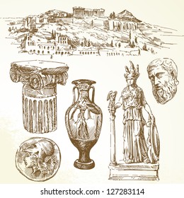 hand drawn collection - ancient greece