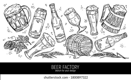 Recogida manual de ingredientes de cerveza y cerveza