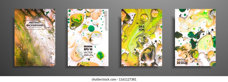 Hand drawn collection of card made by acrylic homemade texture. Liquid colorful texture. Fluid art. Abstract painting templates. Design for banner, poster, cover, invitation, placard, brochure, flyer