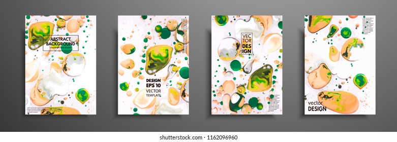 Hand drawn collection of card made by acrylic homemade texture. Liquid colorful texture. Fluid art. Abstract painting templates. Design for banner, poster, cover, invitation, placard, brochure, flyer