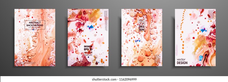 Hand drawn collection of card made by acrylic homemade texture. Liquid colorful texture. Fluid art. Abstract painting templates. Design for banner, poster, cover, invitation, placard, brochure, flyer.