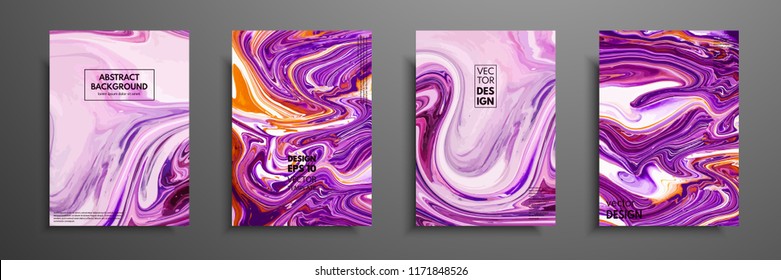 Hand drawn collection of card made by acrylic homemade texture. Liquid colorful texture. Fluid art. Abstract painting templates. Design for banner, poster, cover, invitation, placard, brochure, flyer.