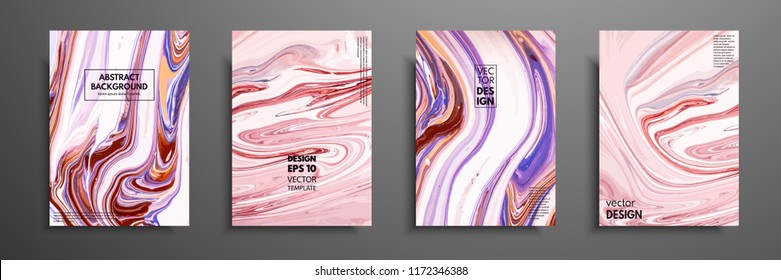 Hand drawn collection of card made by acrylic homemade texture. Liquid colorful texture. Fluid art. Abstract painting templates. Design for banner, poster, cover, invitation, placard, brochure, flyer.