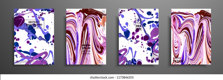 Hand drawn collection of card made by acrylic homemade texture. Liquid colorful texture. Fluid art. Abstract painting templates. Design for banner, poster, cover, invitation, placard, brochure, flyer.