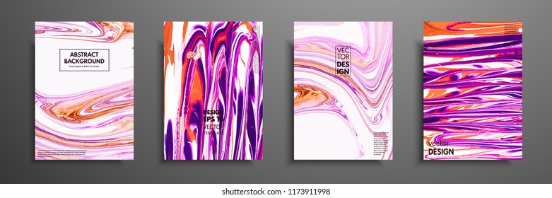 Hand drawn collection of card made by acrylic homemade texture. Liquid colorful texture. Fluid art. Abstract painting templates. Design for banner, poster, cover, invitation, placard, brochure, flyer.