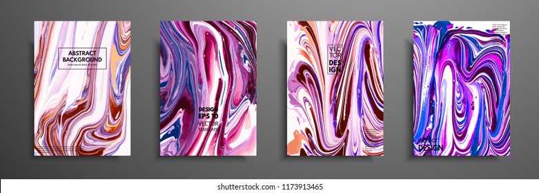 Hand drawn collection of card made by acrylic homemade texture. Liquid colorful texture. Fluid art. Abstract painting templates. Design for banner, poster, cover, invitation, placard, brochure, flyer.