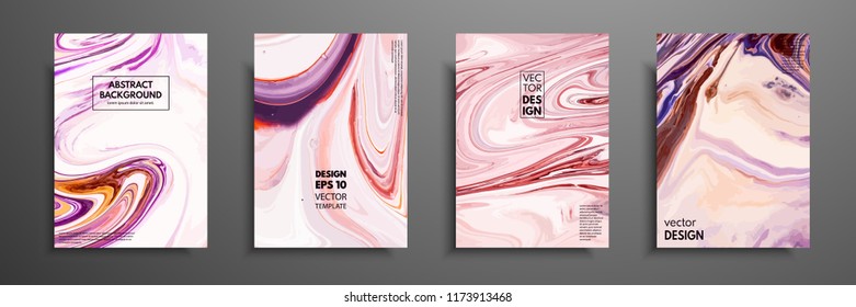 Hand drawn collection of card made by acrylic homemade texture. Liquid colorful texture. Fluid art. Abstract painting templates. Design for banner, poster, cover, invitation, placard, brochure, flyer.