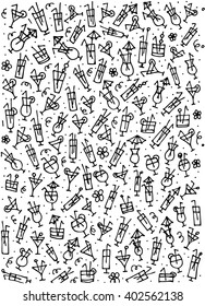 Hand Drawn Collection of Cocktails. Vector Illustration