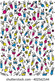 Hand Drawn Collection of Cocktails. Vector Illustration