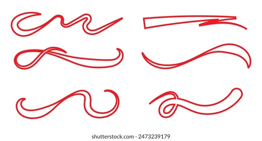 Hand drawn collection of curly swishes, swashes, swoops. Calligraphy swirl. Highlight text elements. Vector illustration.