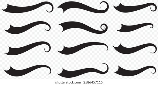 Hand drawn collection of curly swishes, swashes, swoops. Calligraphy swirl. Highlight text elements. Vector illustration. EPS 10.