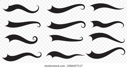 Hand drawn collection of curly swishes, swashes, swoops. Calligraphy swirl. Highlight text elements. Vector illustration. EPS 10.