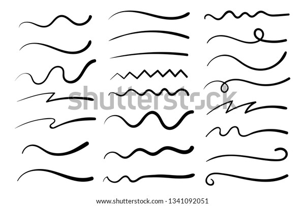 Hand drawn\
collection of curly swishes, swashes, swoops. Calligraphy swirl.\
Quotes icons. Highlight text\
elements.
