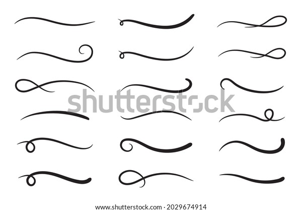 Hand
drawn collection of curly swishes, swashes, swoops. Calligraphy
swirl. Highlight text elements. Vector
illustration.