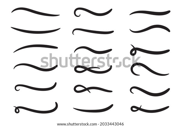 Hand\
drawn collection of curly swishes, swashes, swoops. Calligraphy\
swirl. Highlight text elements. Vector\
illustration.