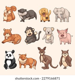 Hand Drawn Collection of Cute Animal