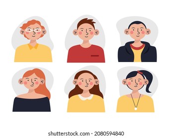 Hand drawn collection of different avatar icons