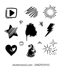 Hand drawn collection of doodle