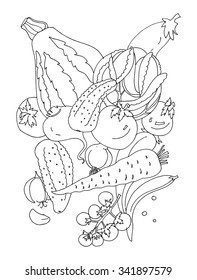 Hand drawn collection of doodle vegetables. Vector illustration.EPS 10