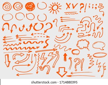  Hand drawn collection of elements for design. Isolated, vector