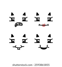 Hand drawn collection of flat kawaii character expression isolated