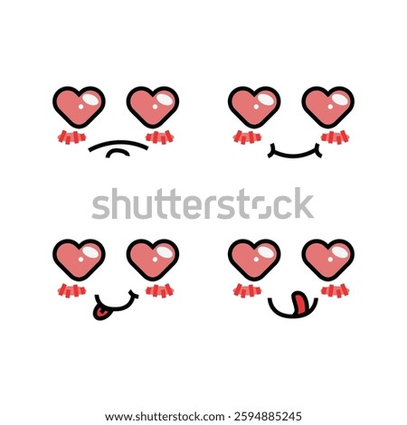 Hand drawn collection of flat kawaii character expression sticker