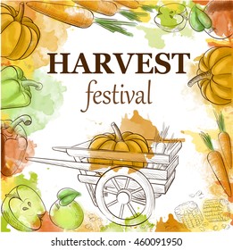 Hand drawn collection. Harvest fruits and vegetables. Autumn Collection of elements for your design.