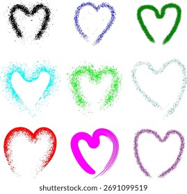 Hand drawn collection of hearts in different colors