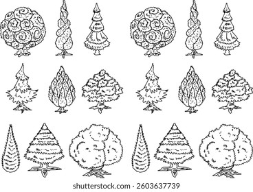 Hand Drawn Collection Of Herbal Leaf Floral Art Doodle Vector Illustration 