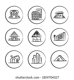Hand drawn collection of housing and constructions