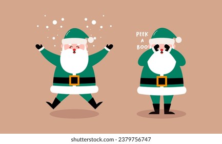 Hand Drawn Collection of Santa Claus for Christmas Holiday Character Illustration