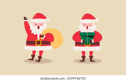 Hand Drawn Collection of Santa Claus for Christmas Holiday Character Illustration