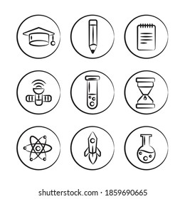 Hand drawn collection of school educational items